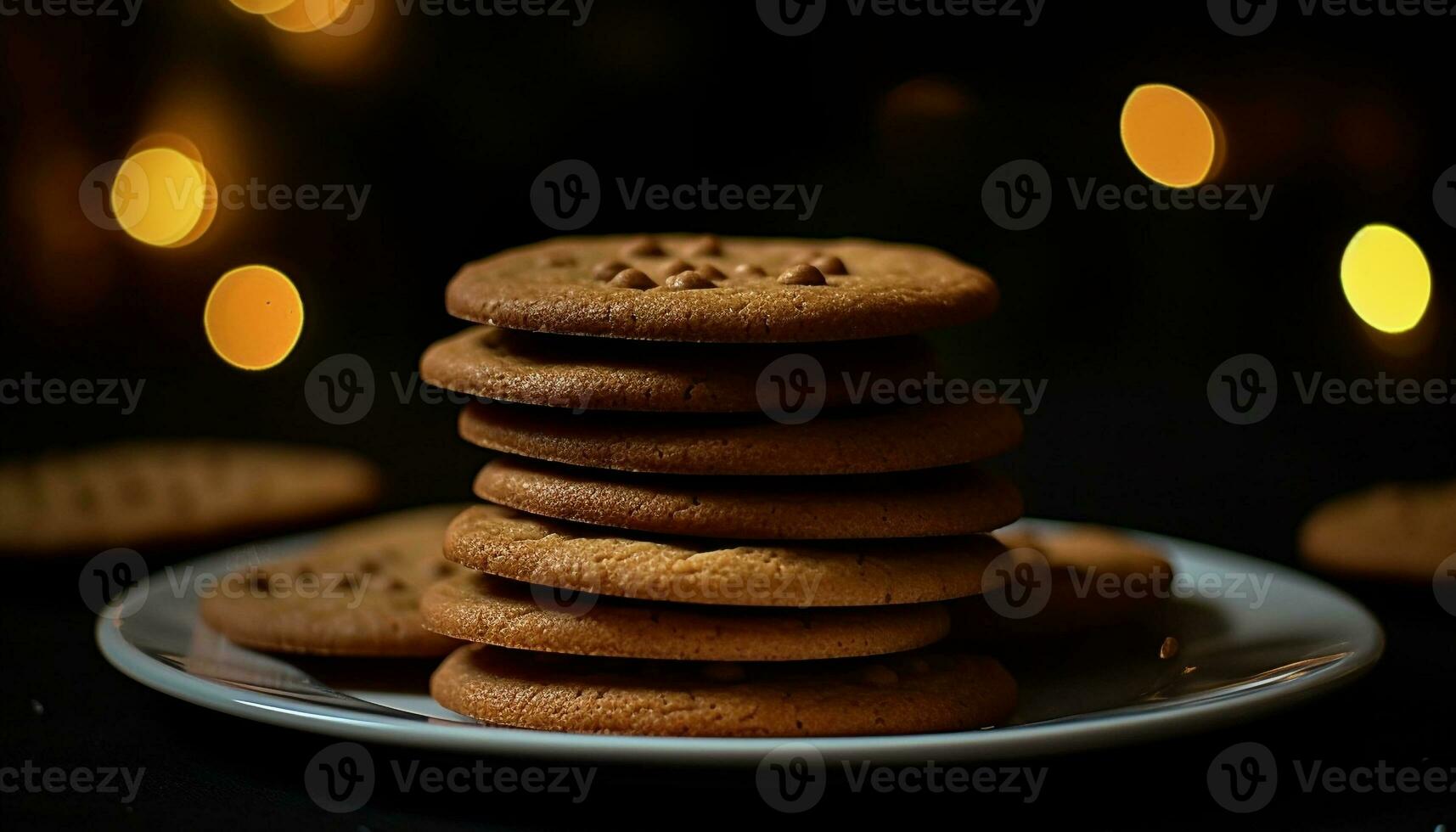 uma decadente pilha do caseiro gourmet chocolate lasca biscoitos gerado de ai foto