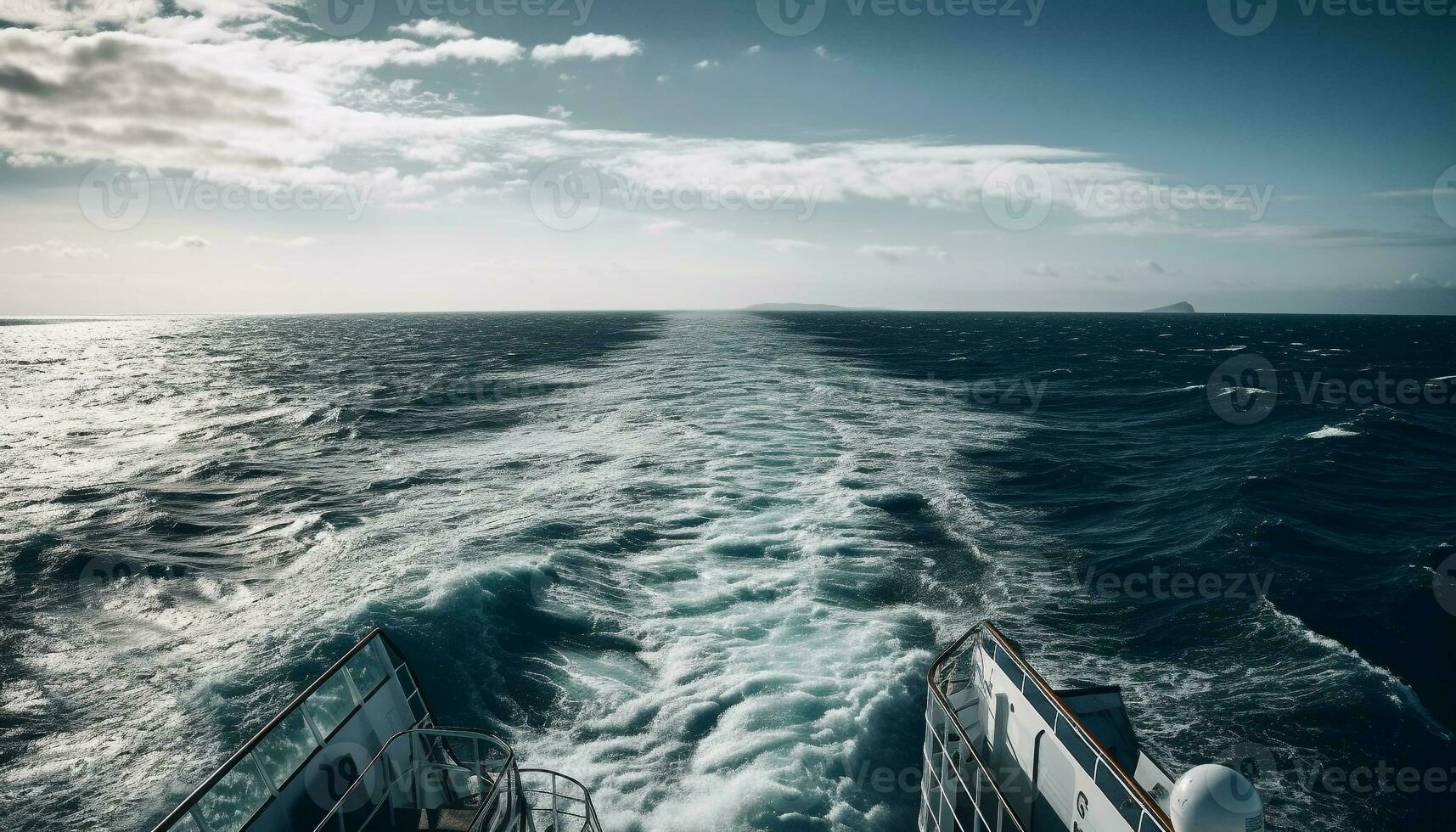 Navegando iate velocidades através ondas, horizonte acena gerado de ai foto
