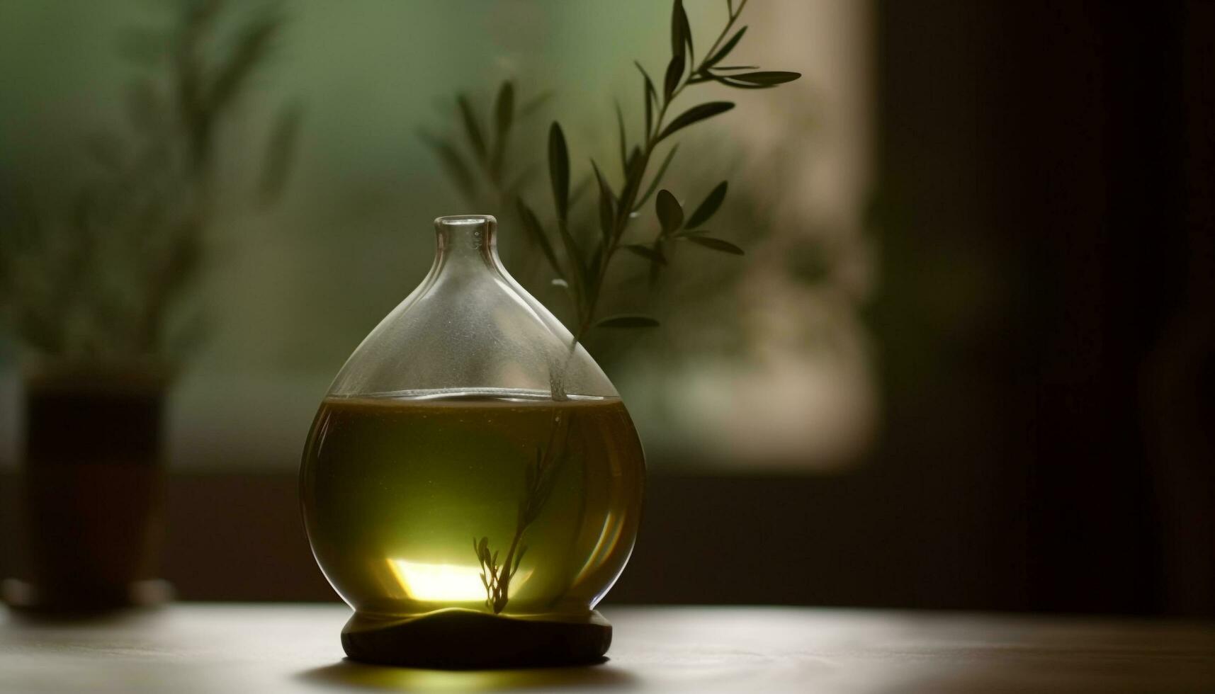 fresco verde plantar dentro vidro vaso dentro de casa gerado de ai foto