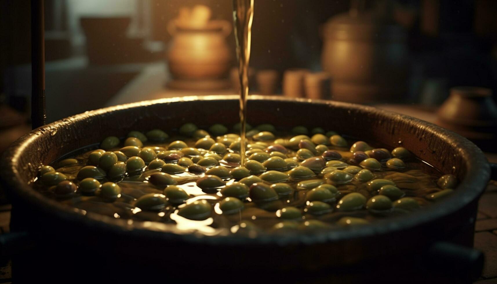 fresco vegetal gotas para dentro ebulição cozinhando líquido gerado de ai foto