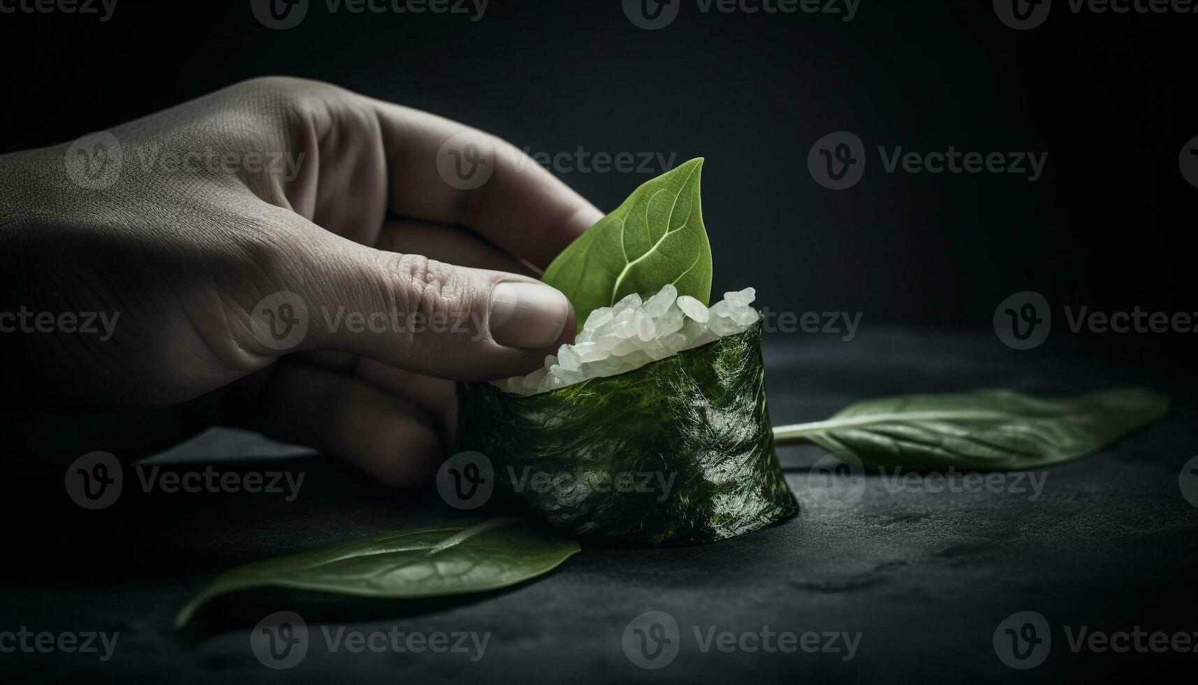 orgânico arroz tigela com fresco frutos do mar Aperitivo gerado de ai foto