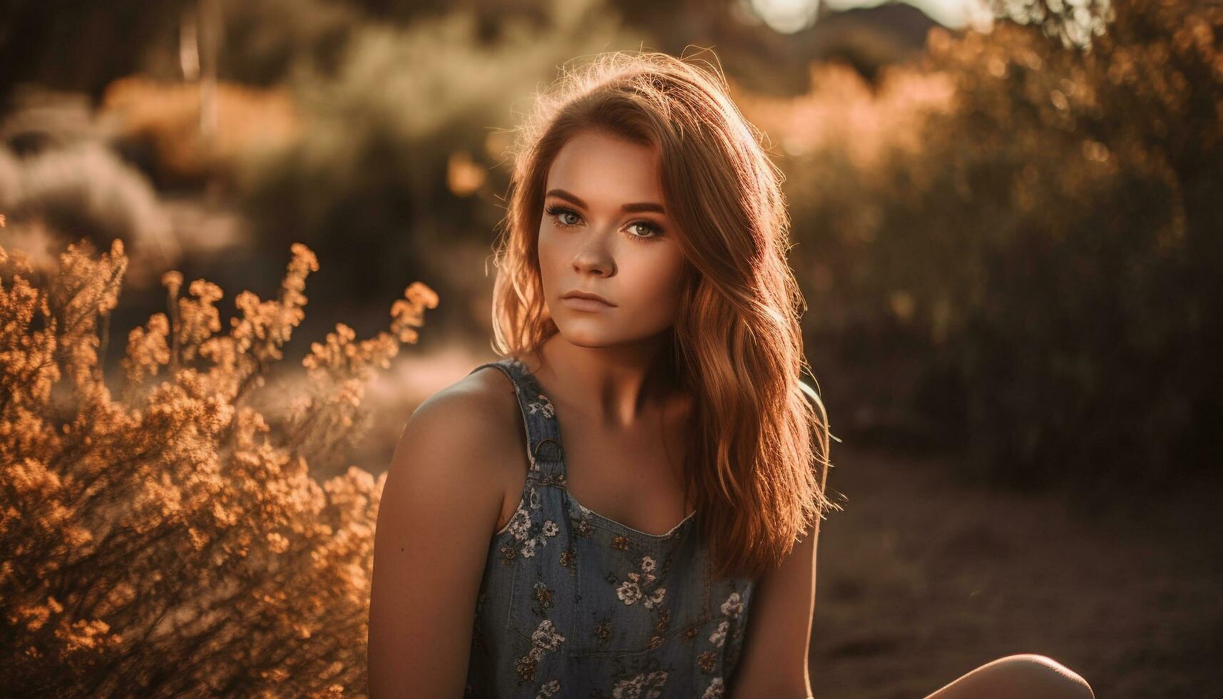 1 lindo mulher sorridente, olhando às Câmera gerado de ai foto