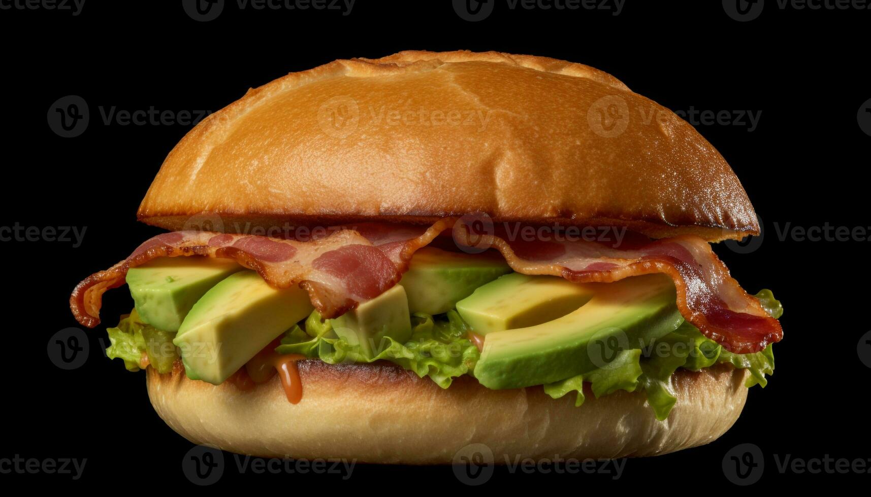 grelhado carne de porco sanduíche em ciabatta com salada gerado de ai foto