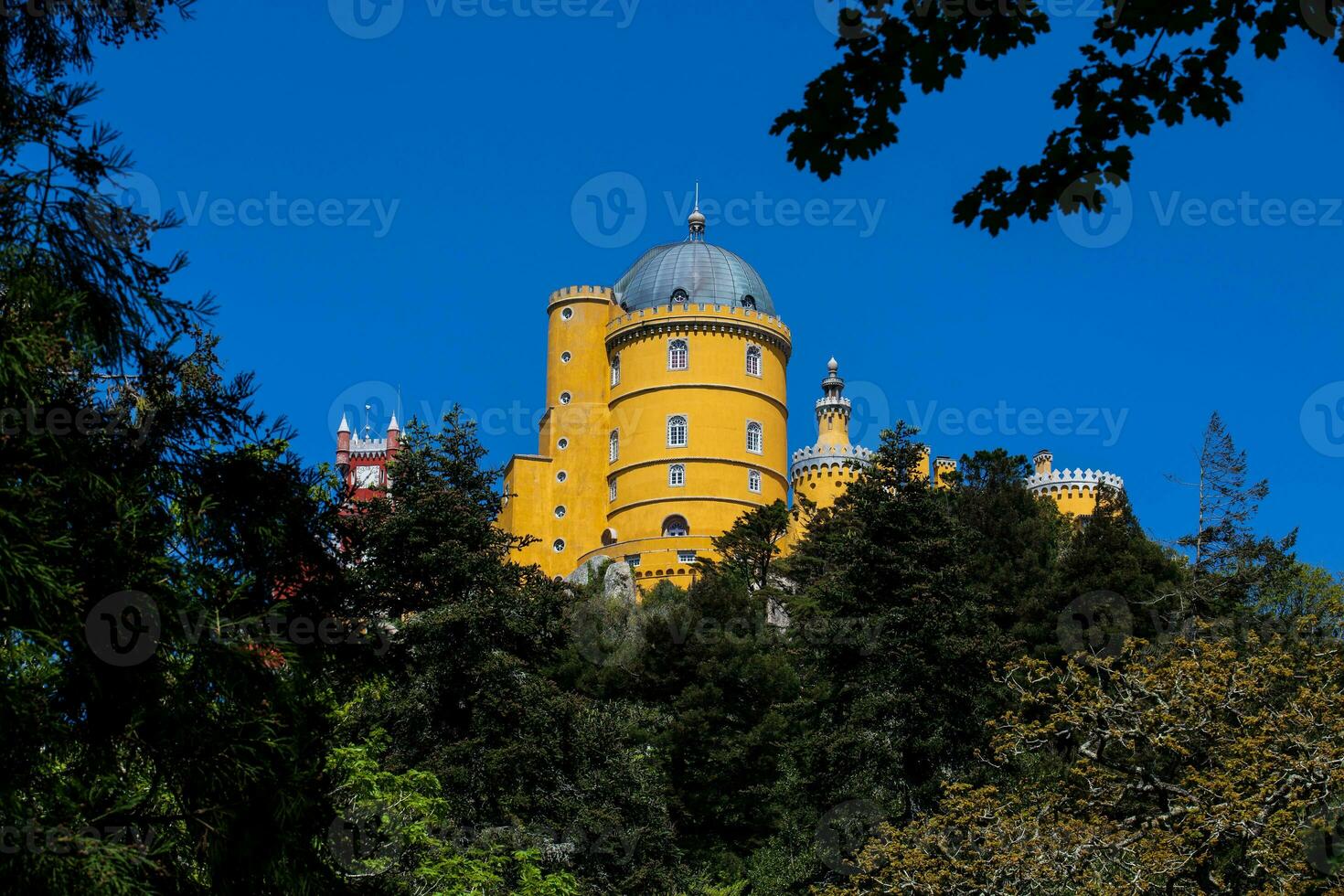 a pena Palácio visto a partir de a jardins do pena parque às a município do sintra foto