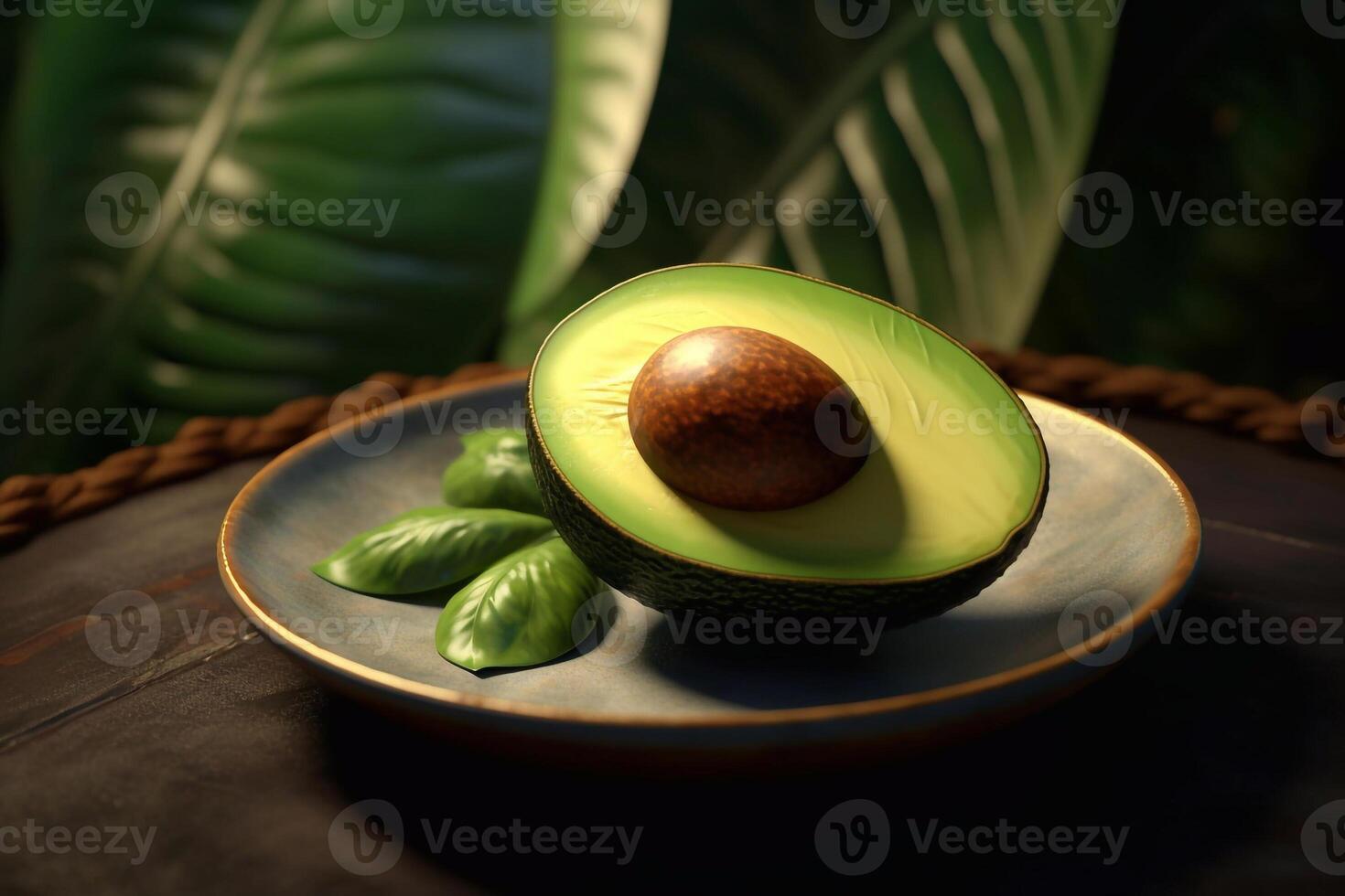 suculento delicioso abacate mentiras em uma lindo placa, ai gerado foto