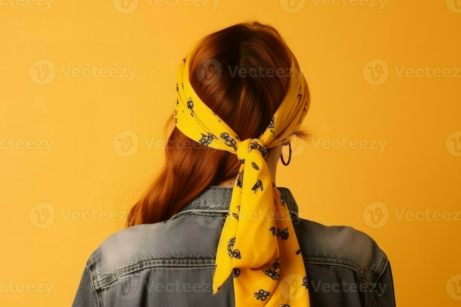 mulher amarelo bandana. gerar ai foto