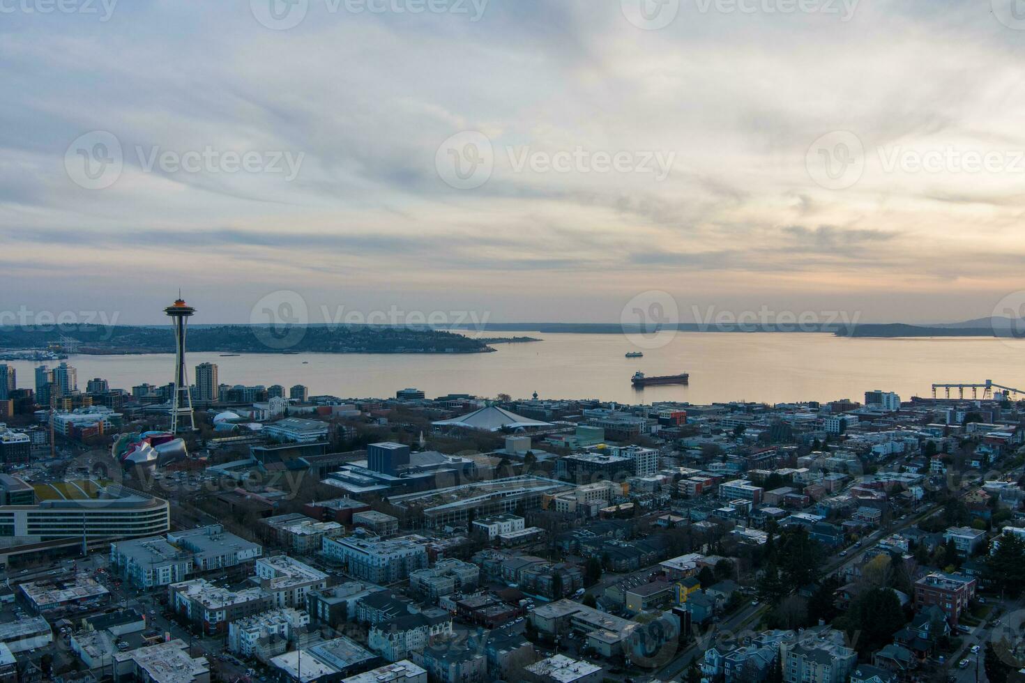 Seattle, Washington Horizonte às pôr do sol foto