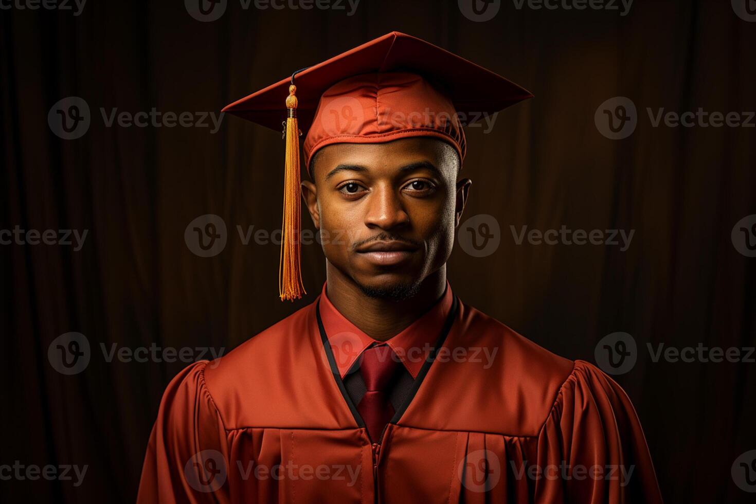 ai generativo jovem graduado com boné em sólido cor fundo sessão de fotos