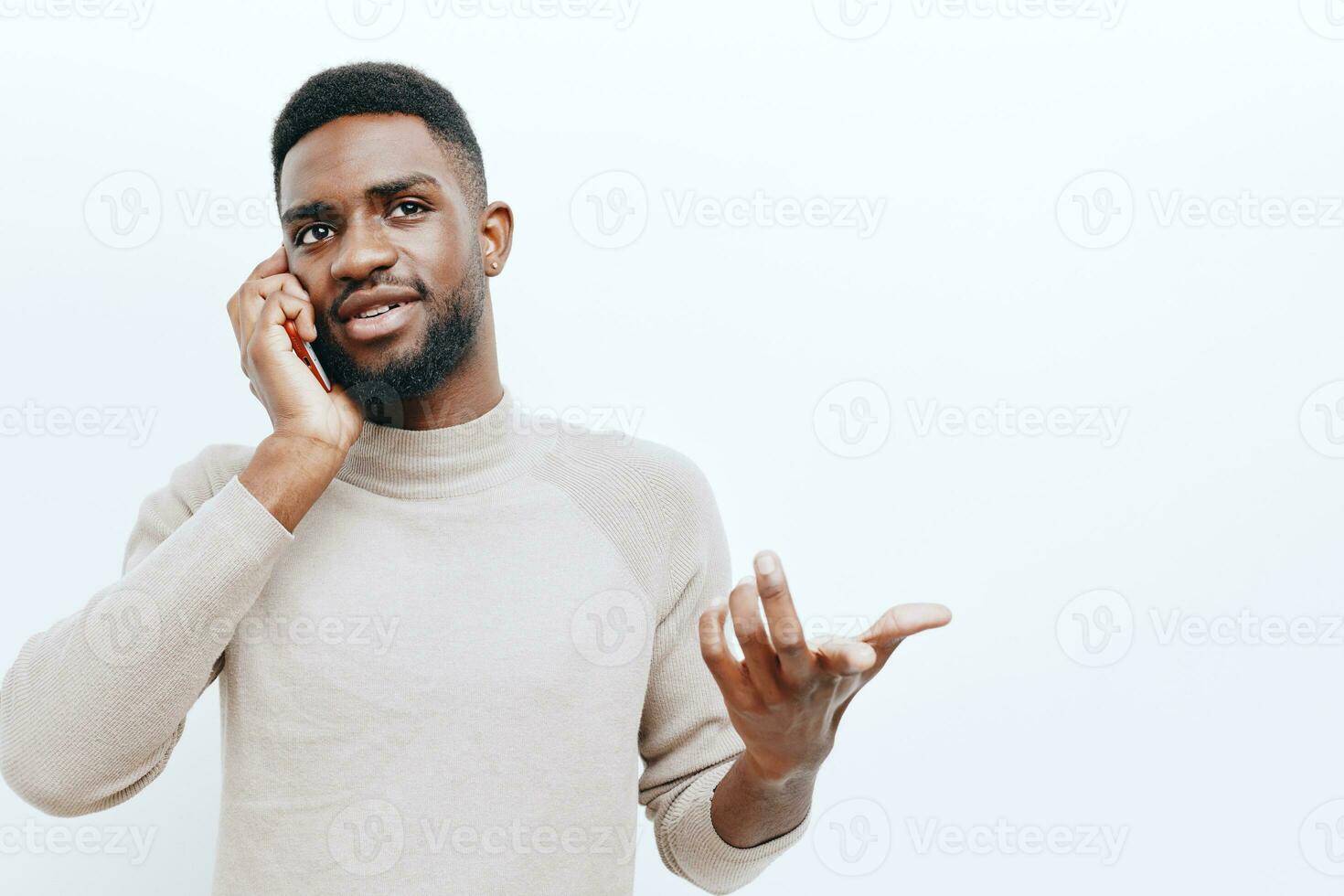 hipster homem feliz africano telefone tecnologia Preto homem de negocios Móvel sorrir jovem foto