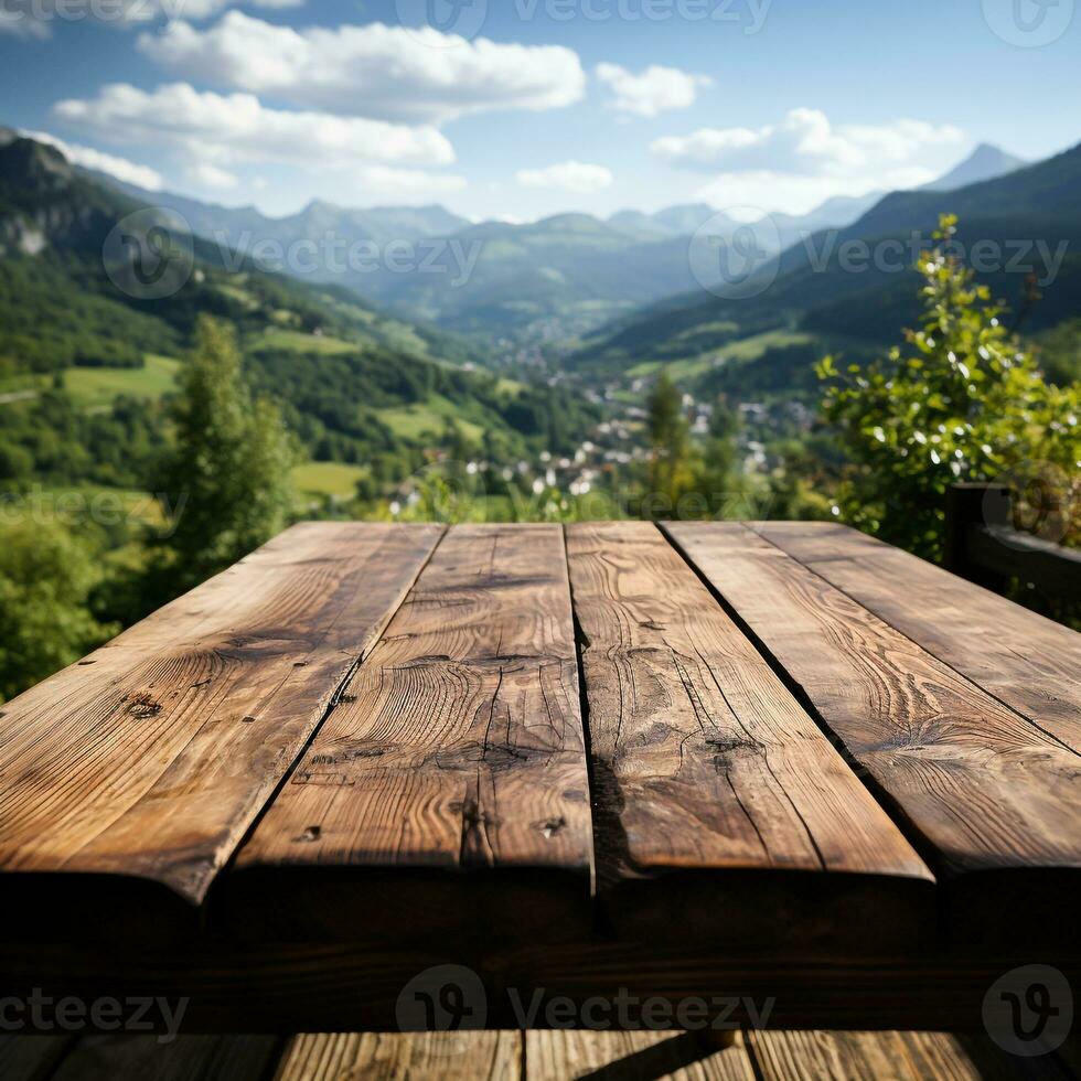 de madeira mesa ideal para produtos anúncios , ai gerado foto