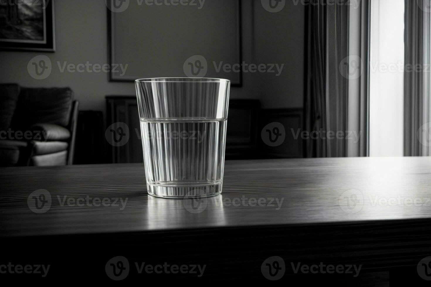 uma vidro sentado em topo do uma de madeira mesa. ai gerado foto