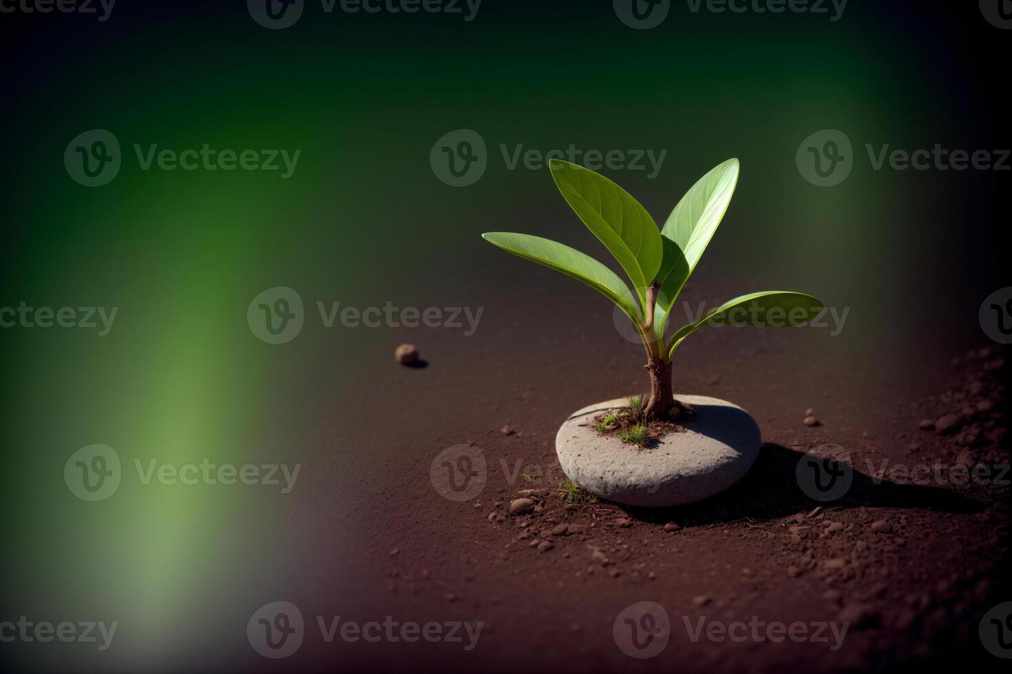 uma pequeno plantar é crescendo Fora do uma Rocha. ai gerado foto