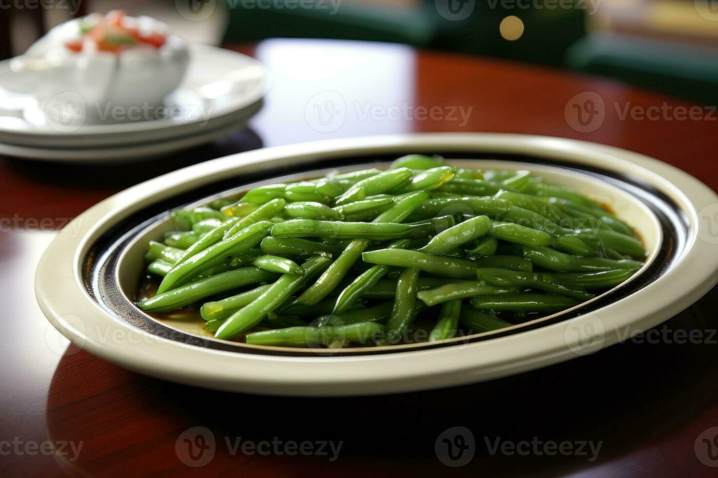 verde feijões em a mesa. generativo ai foto