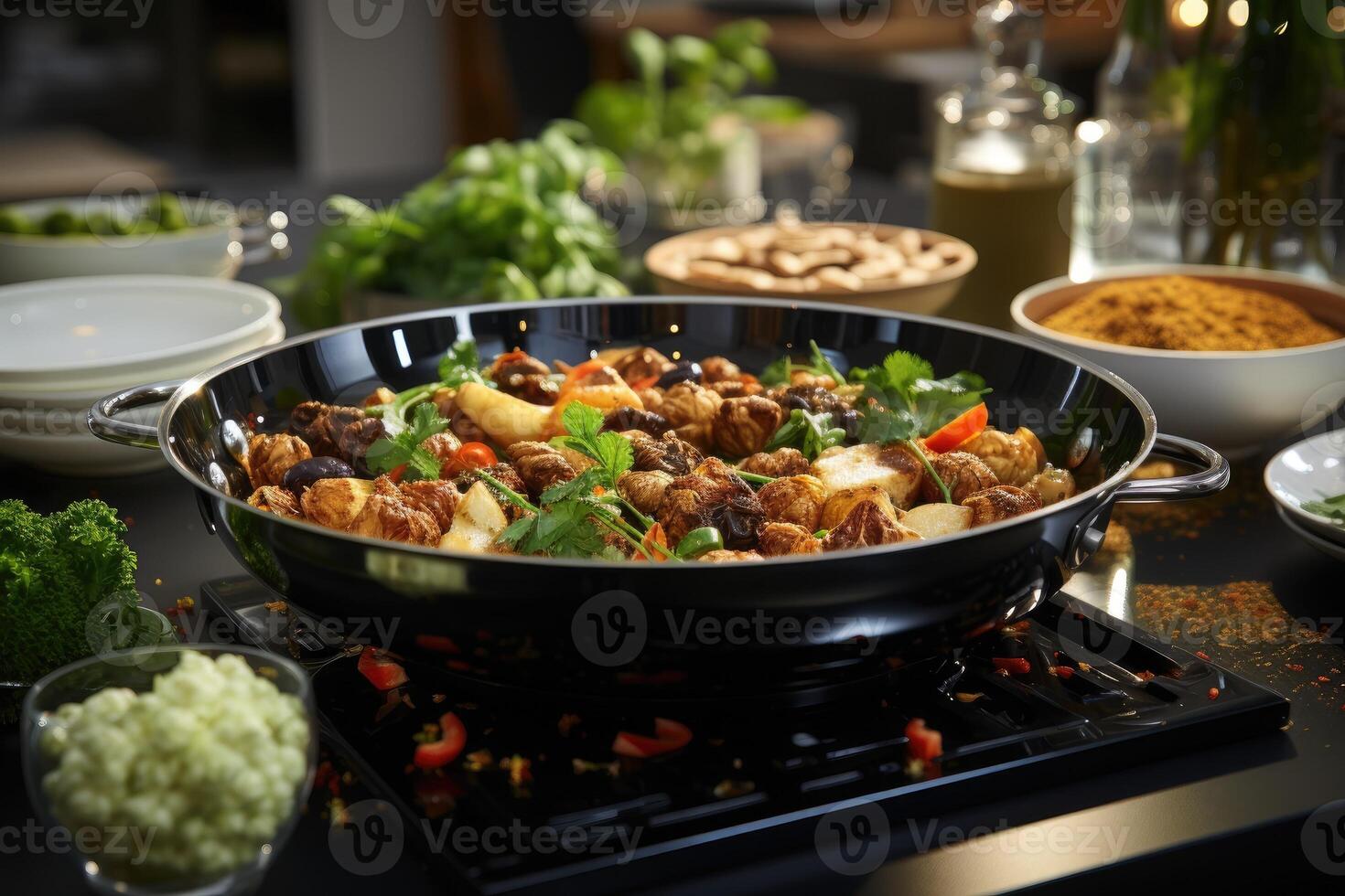 uma panela do Comida com uma muitos do legumes. generativo ai foto