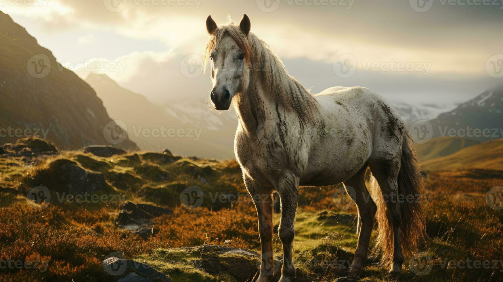 retrato cavalo em natureza fundo. generativo ai foto