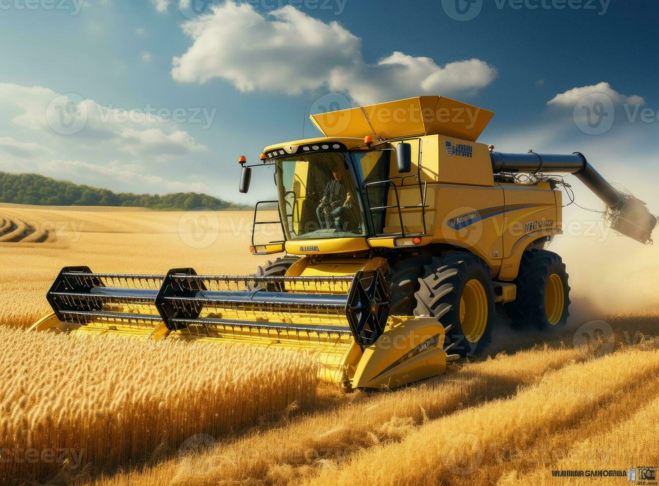 combinar colheitadeira dentro uma trigo campo foto