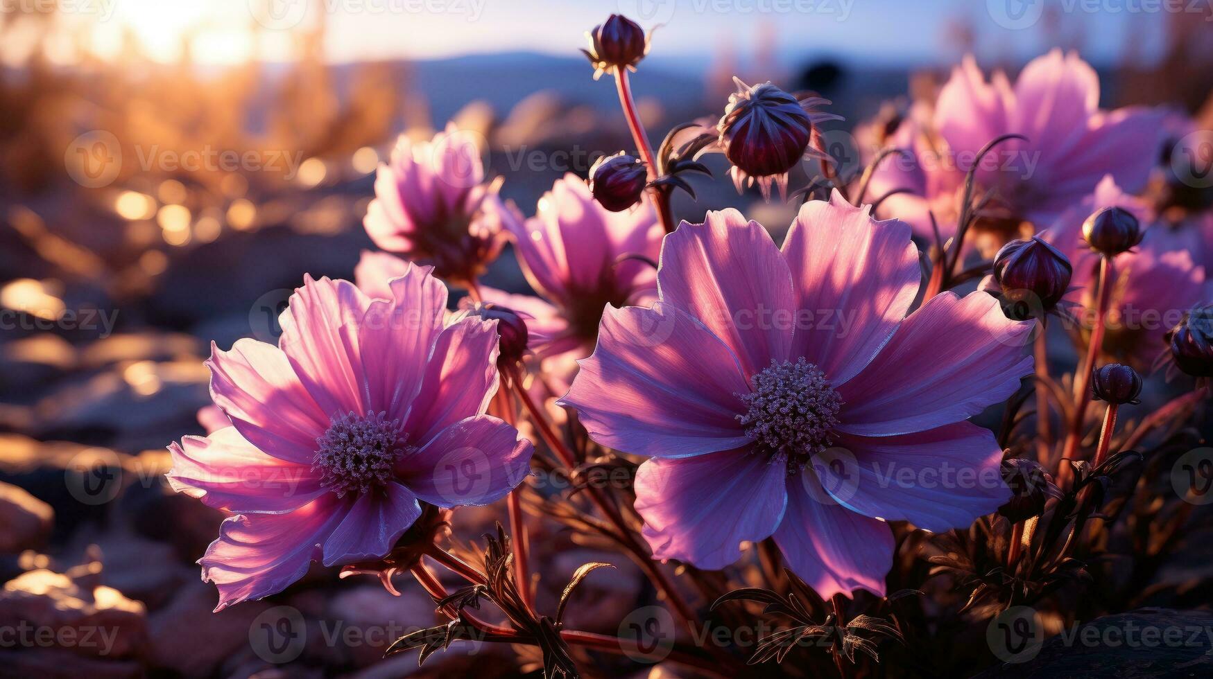 lindo roxa flores ai gerado foto