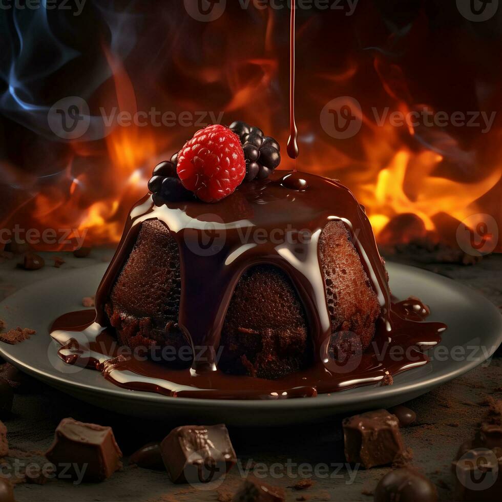 chocolate lava bolo ai gerado foto
