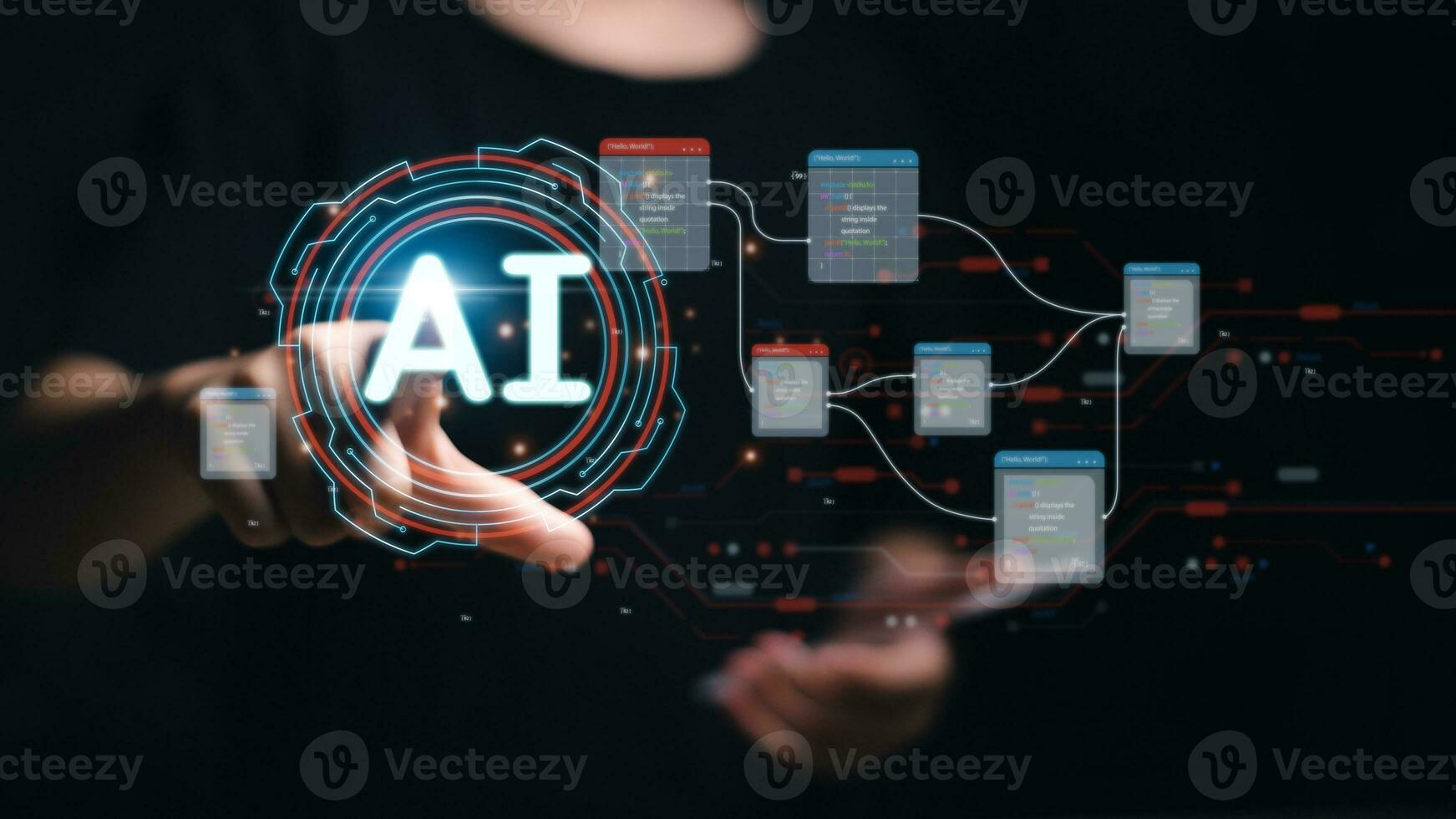 ai Aprendendo máquina tecnologia conceito. ai desenvolvimento para Socorro trabalhar, ai Aprendendo e especialista artificial inteligência para o negócio análise, moderno tecnologia, Internet e trabalho em rede tecnologia. foto