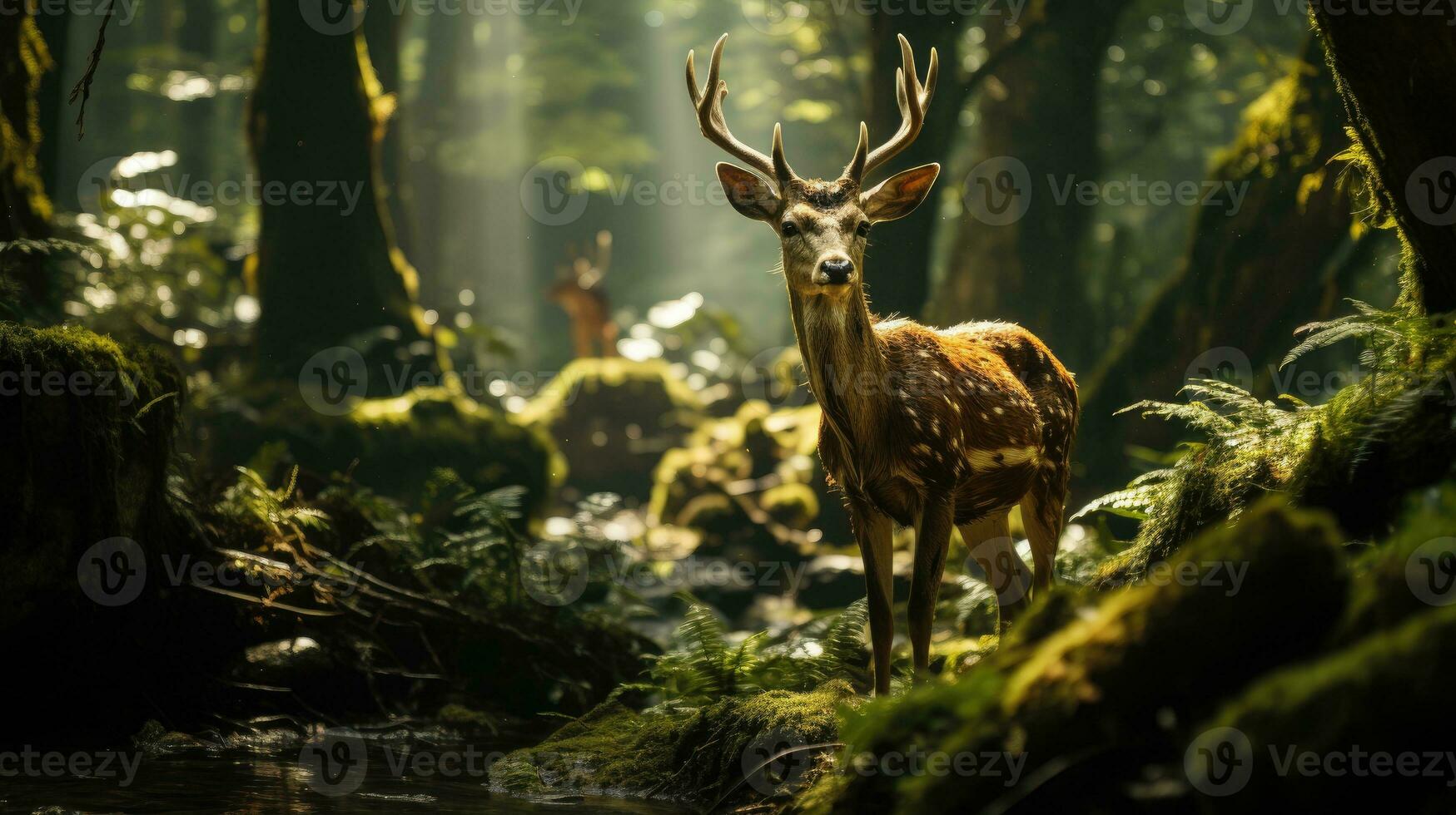 uma veado dentro a floresta ai gerado foto