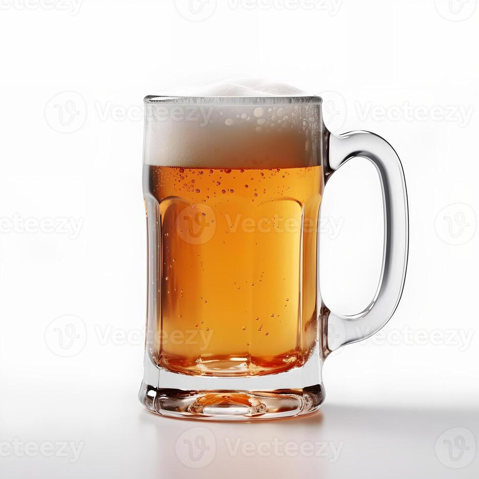 vidro caneca com Cerveja em branco Backgroud ai gerado foto