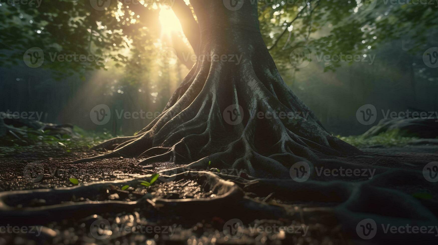 árvore raízes ai gerado foto