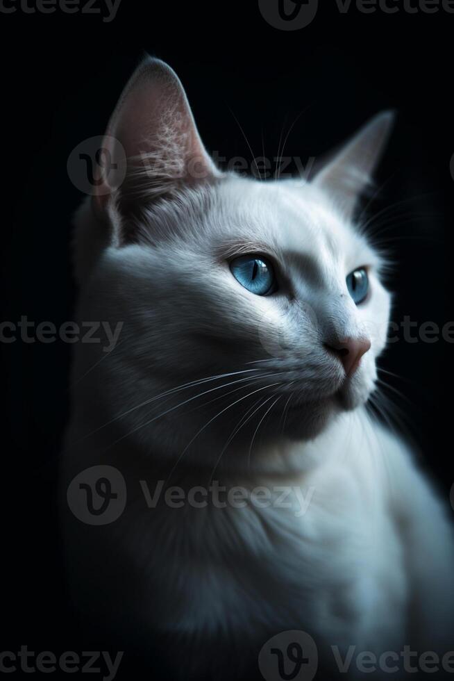 retrato do uma branco gato criada usando generativo ai foto