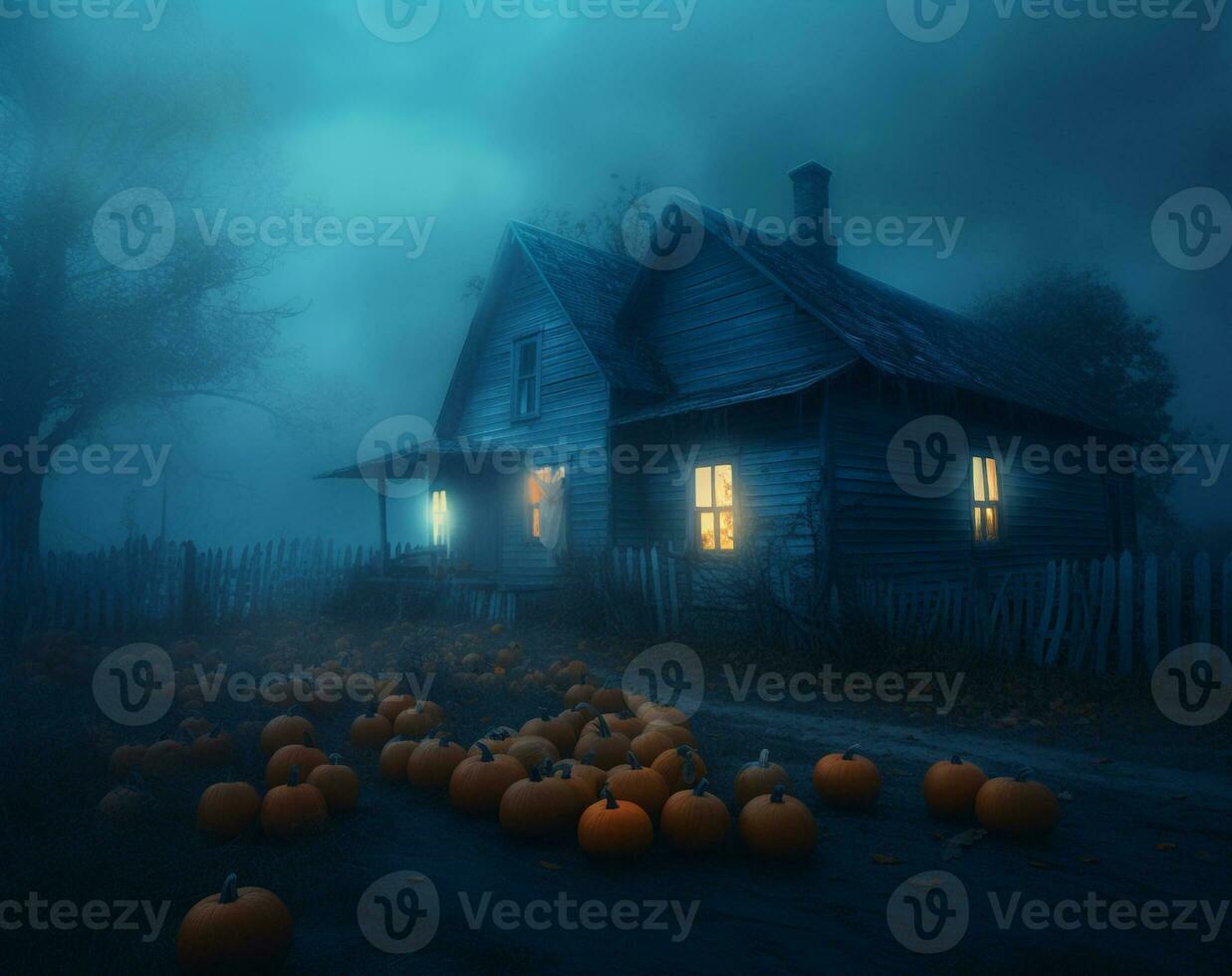 dia das Bruxas casa dentro a noite criada usando generativo ai foto