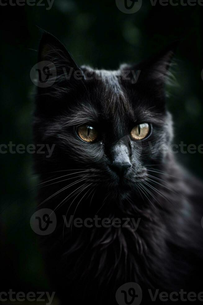 Preto gato retrato criada usando generativo ai foto