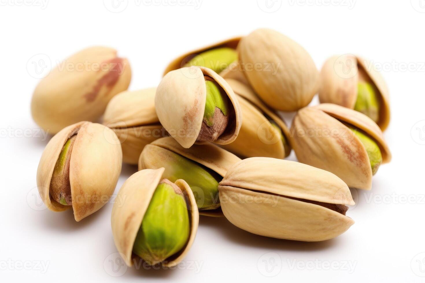 pistachios branco isolado fundo Comida fotografia ai gerado foto