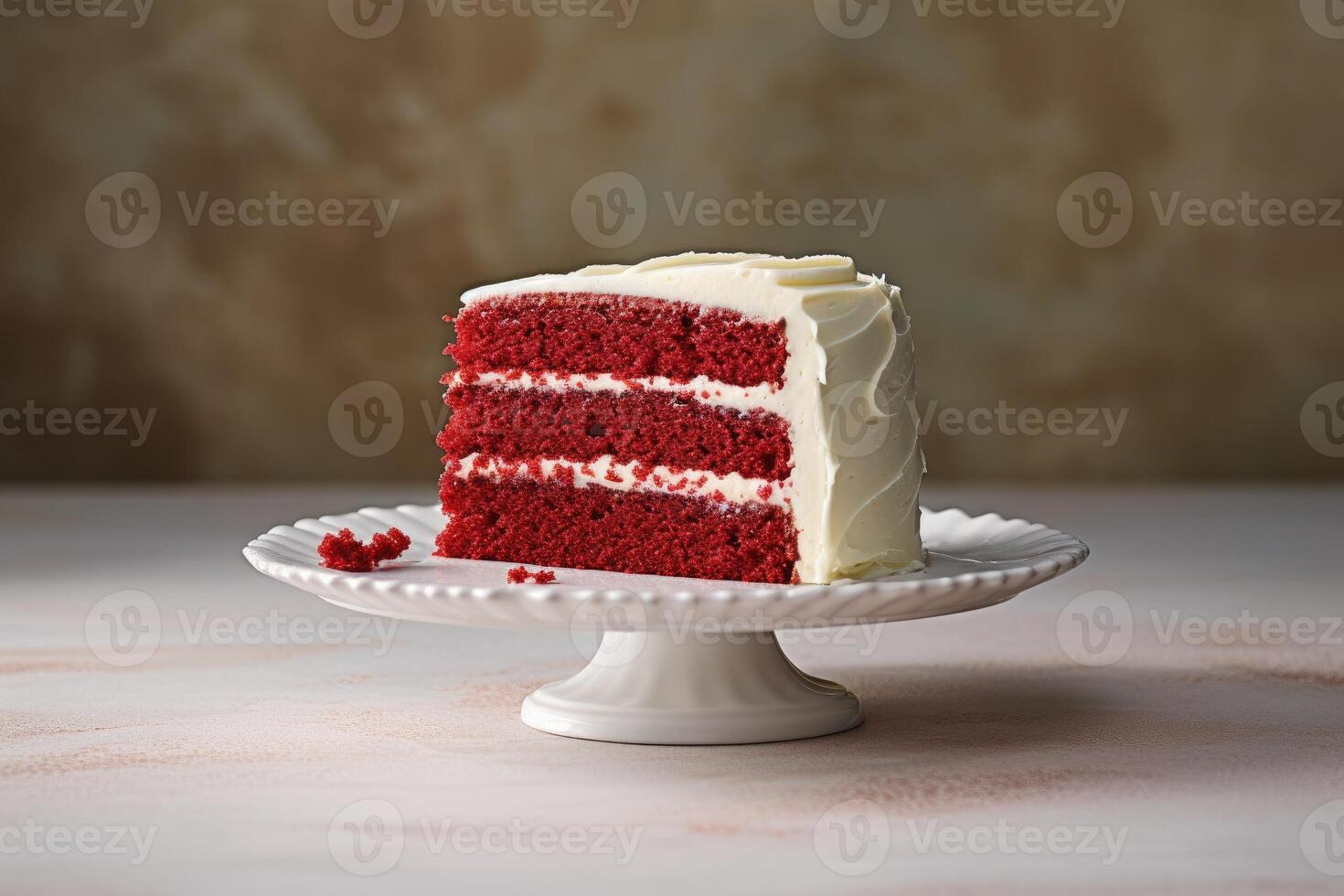 estoque foto do vermelho veludo bolo Comida fotografia ai gerado