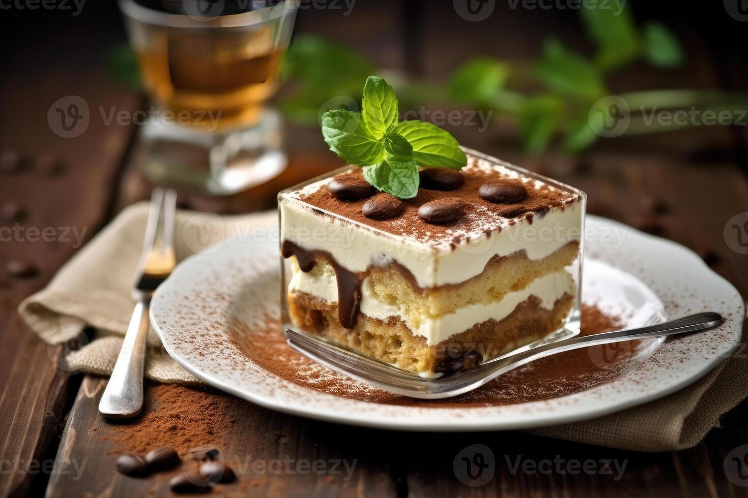 estoque foto do Tiramisu Comida fotografia estúdio luz ai gerado