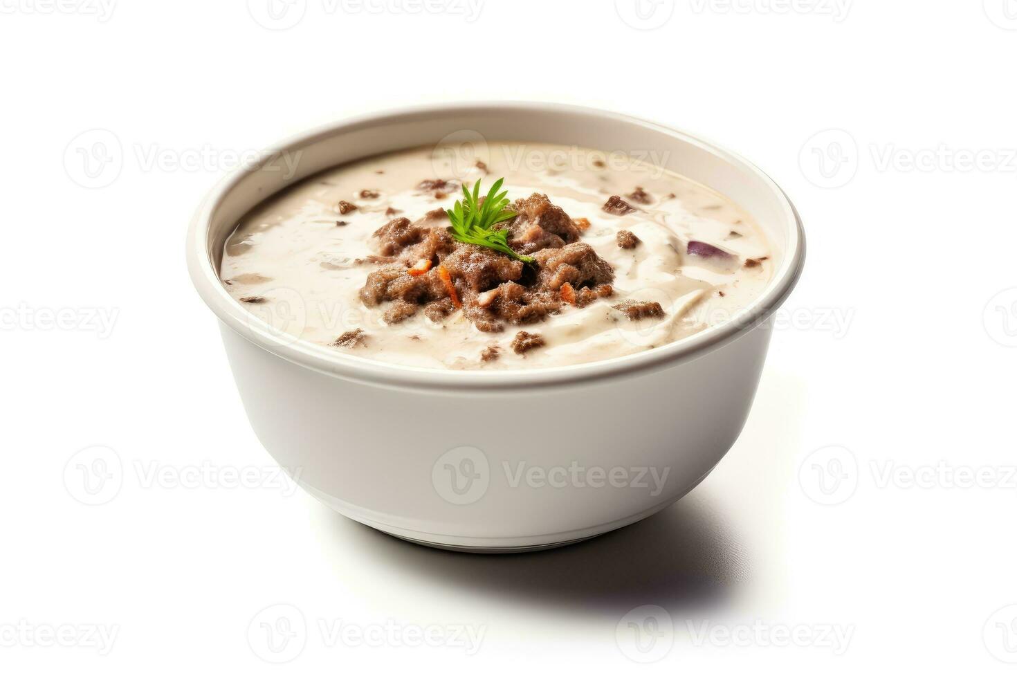 carne sopa creme branco isolado fundo Comida fotografia ai gerado foto