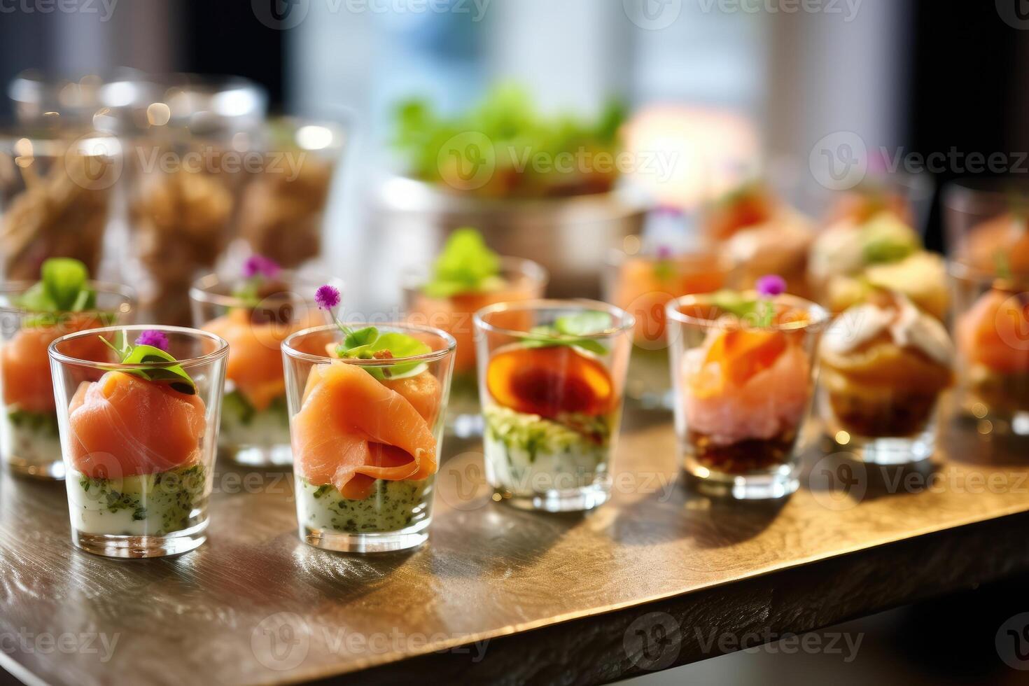 canapés d obras dentro a cozinha mesa Comida fotografia ai gerado foto