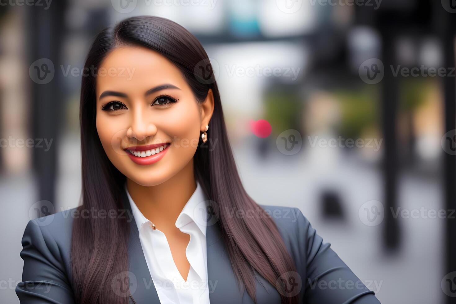 mulher bonita sorridente profissional o negócio mulher, feliz confiante positivo . generativo ai foto