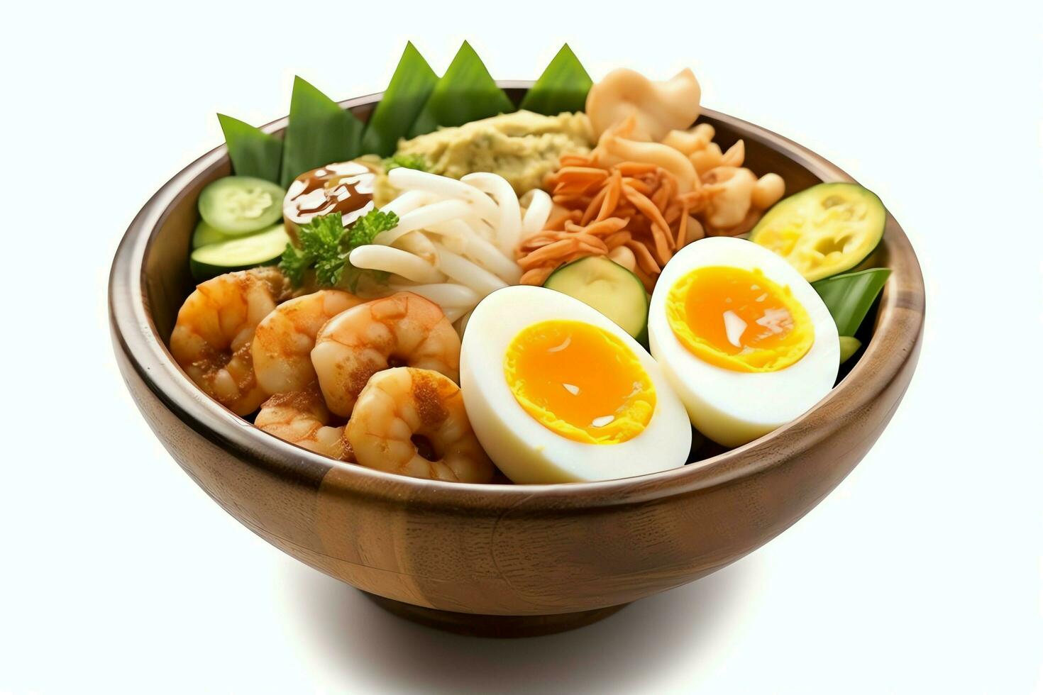 gado-gado indonésio tradicional Comida. misturar a partir de fervido ou vapor vegetal servido com amendoim molho conceito de ai gerado foto