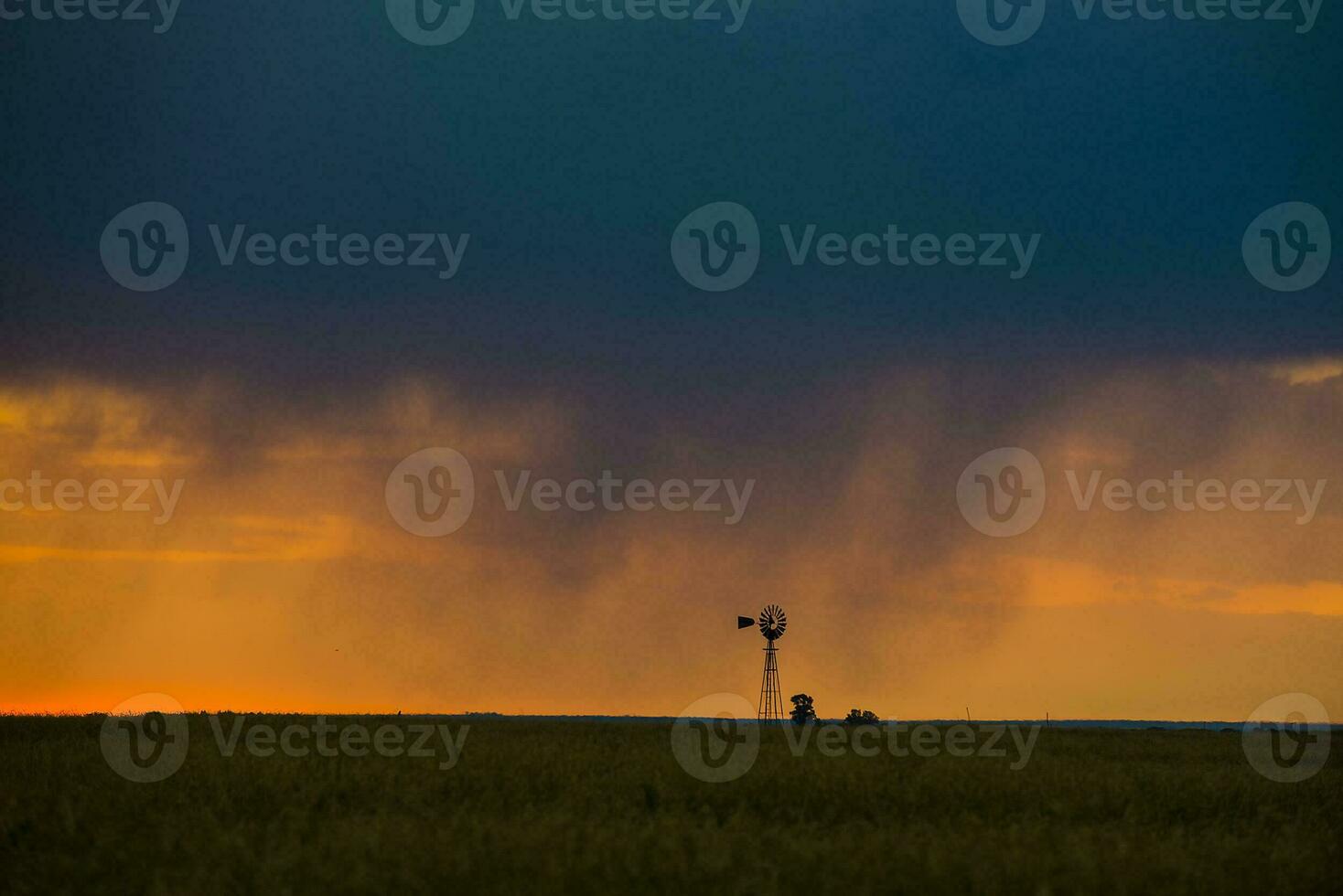 uma moinho de vento dentro uma campo foto