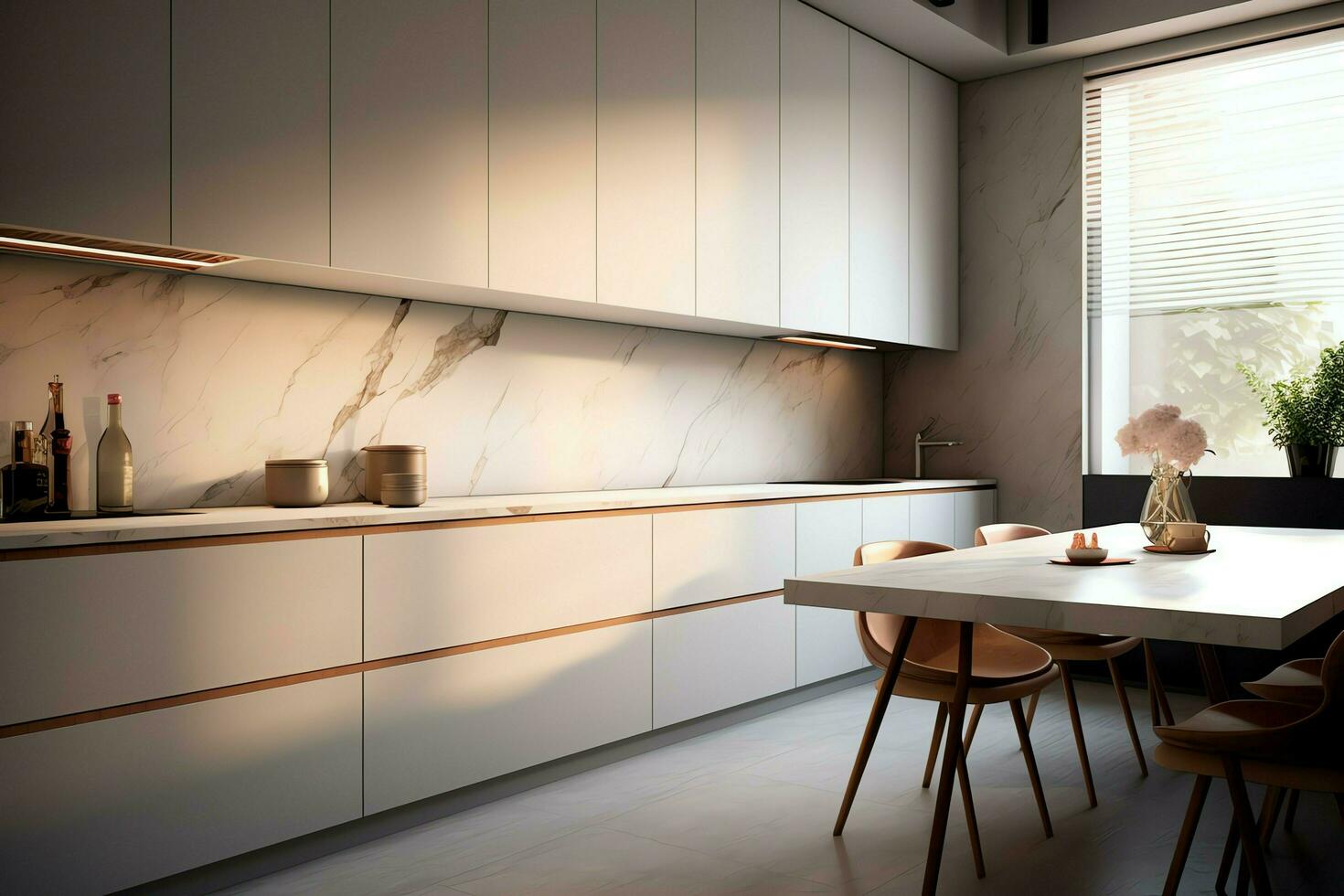 moderno cozinha interior Projeto dentro apartamento ou casa com mobiliário. luxo cozinha casa escandinavo conceito de ai gerado foto