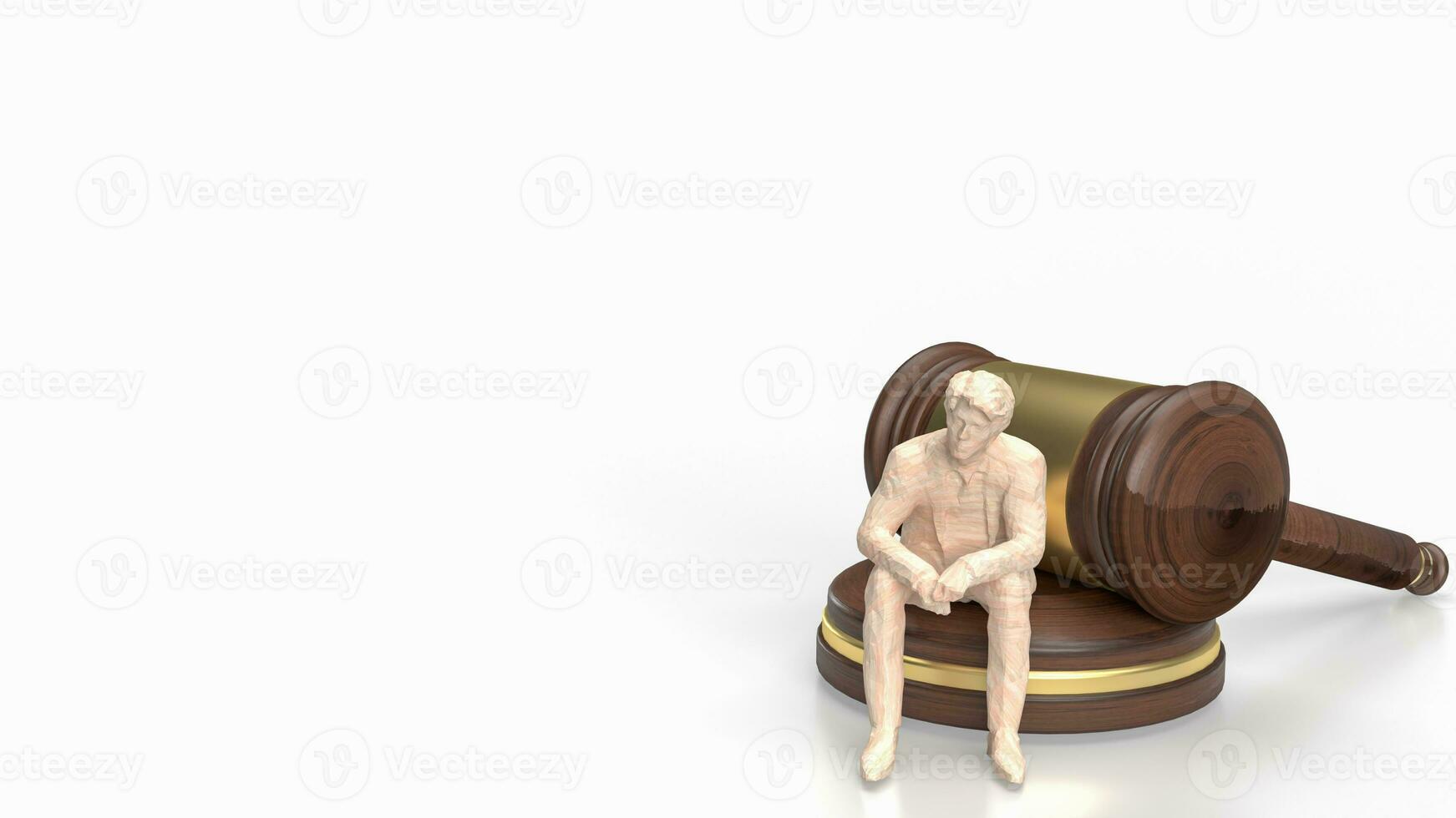 a o negócio homem sentar em lei Hammer 3d Renderização foto