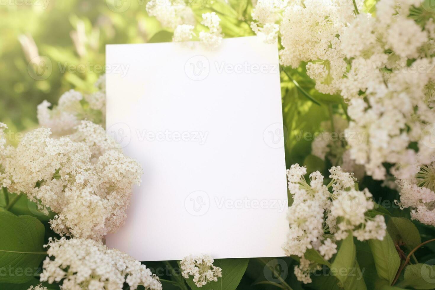 em branco papel e flores em país fundo para imprimível arte, papel, papelaria e cumprimento cartão brincar foto