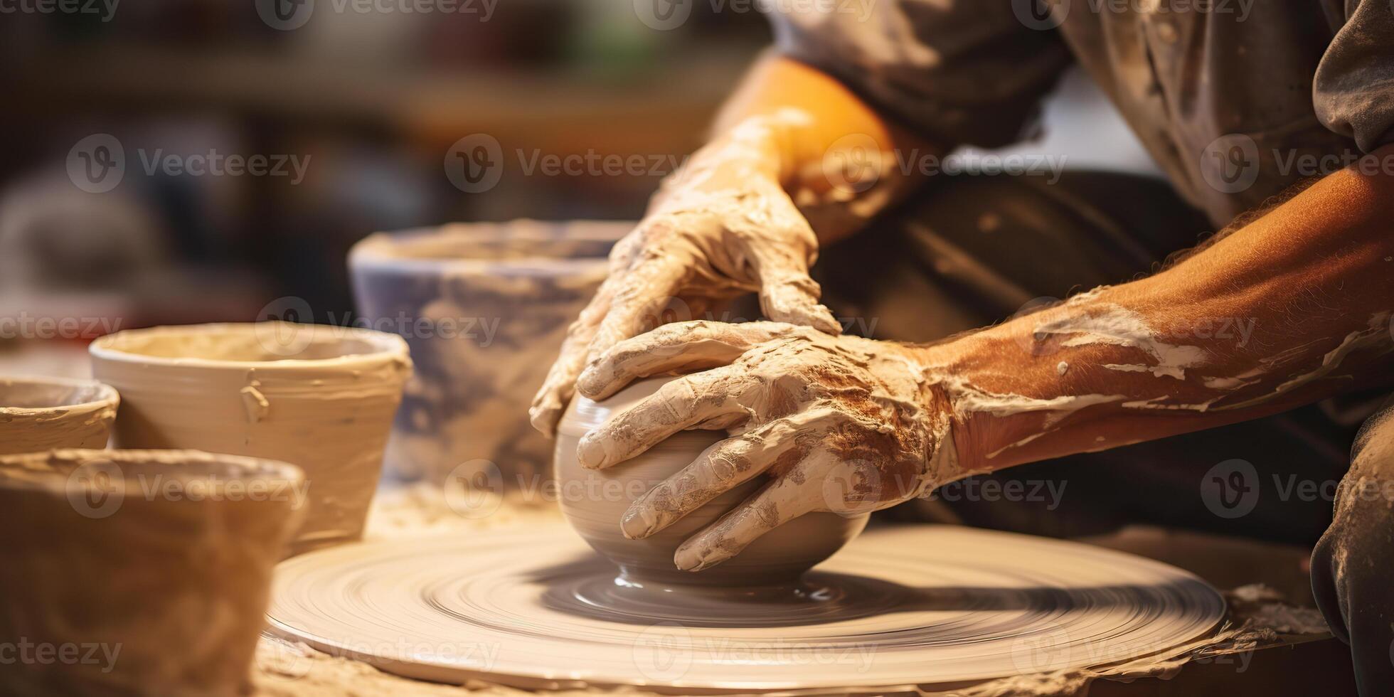 ai gerado. ai generativo. cerâmica cerâmica estúdio mão fez trabalhos manuais. escultura arte processo criação arte decoração vibe. gráfico arte foto