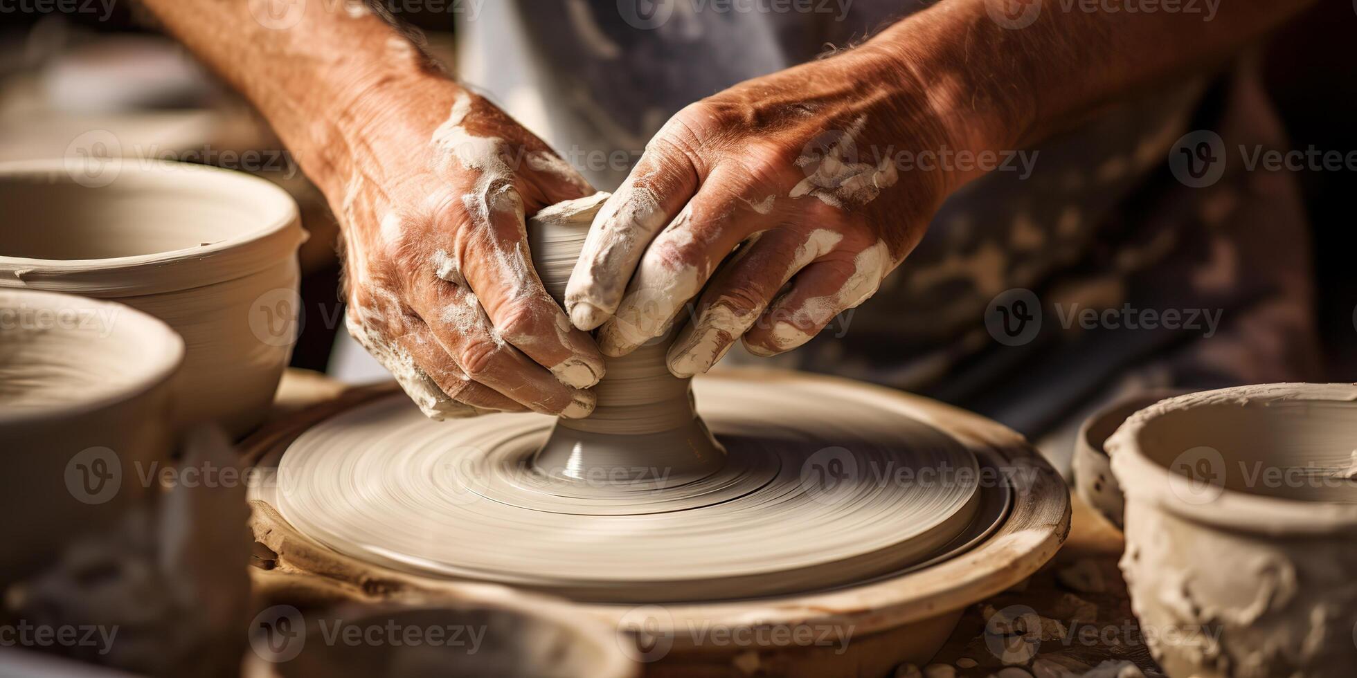 ai gerado. ai generativo. cerâmica cerâmica estúdio mão fez trabalhos manuais. escultura arte processo criação arte decoração vibe. gráfico arte foto