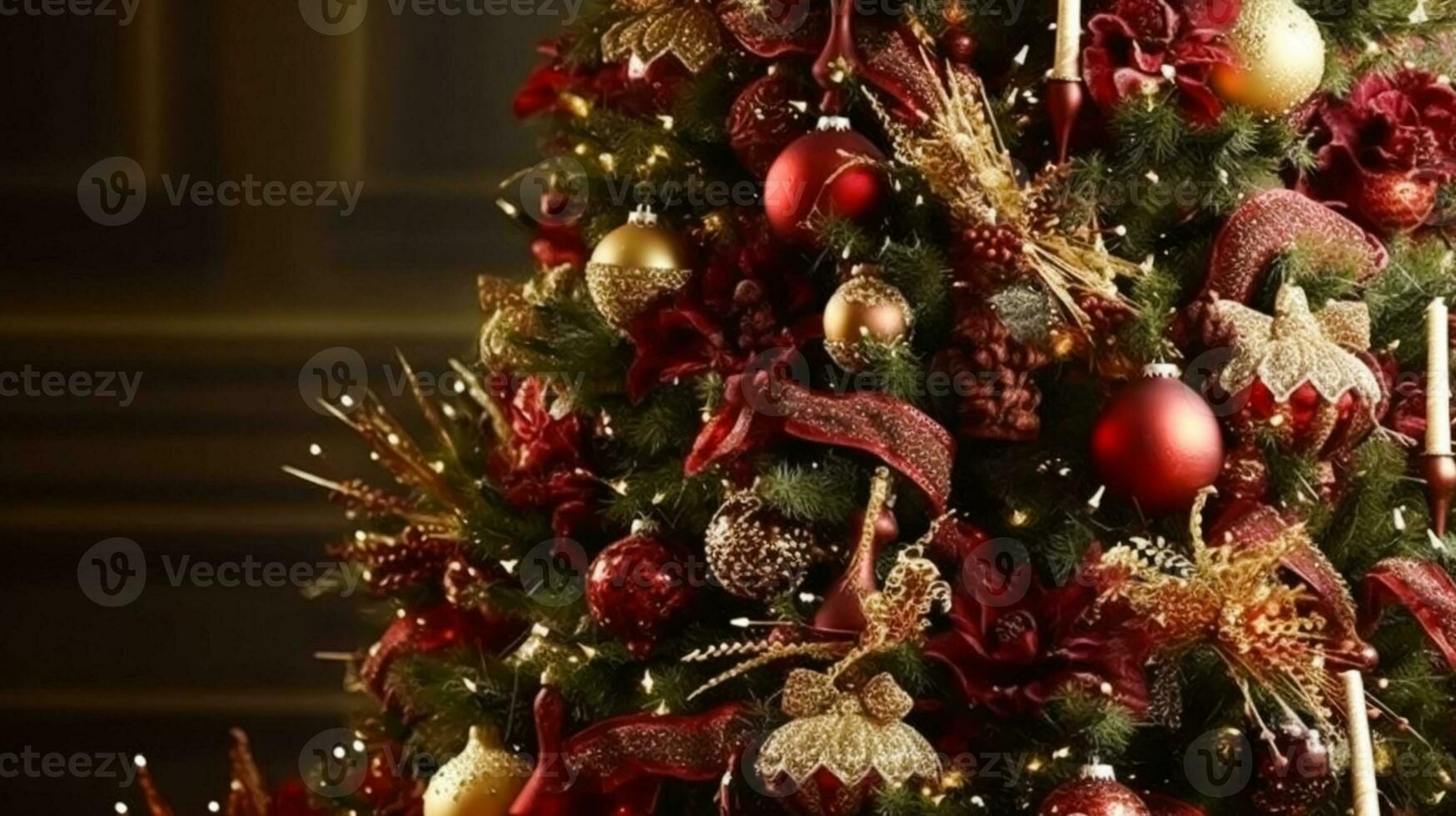 Árvore de natal decorada com ornamentos e decorações clássicas casa de  campo inglesa e estilo chalé feliz natal e boas festas deseja  pós-processado generativo ai