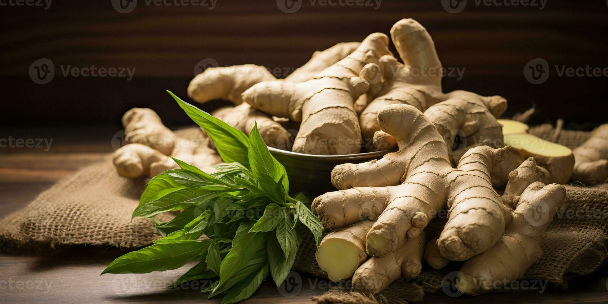 ai gerado. ai generativo. gengibre raiz vegetal orgânico eco Comida nutrição culinária picante saudável fresco erva. gráfico arte foto