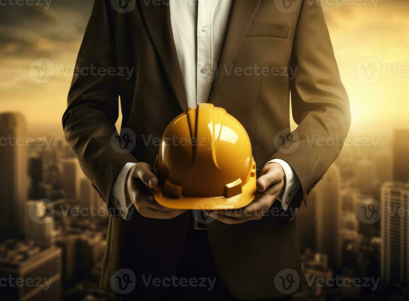 construção engenheiro segurando Difícil chapéu foto