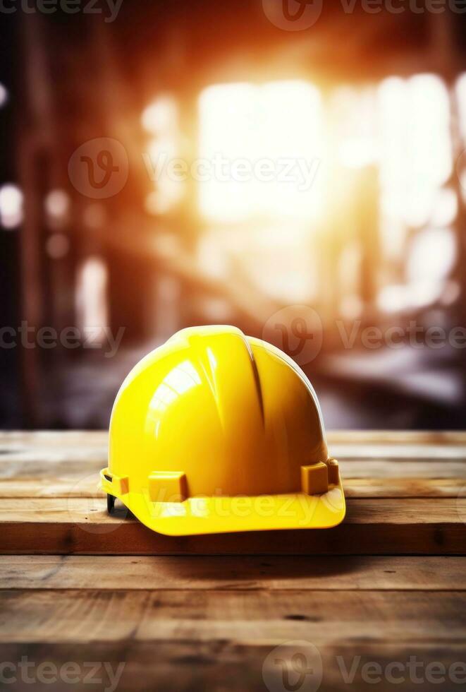 construção equipamento chapéu e capacete foto