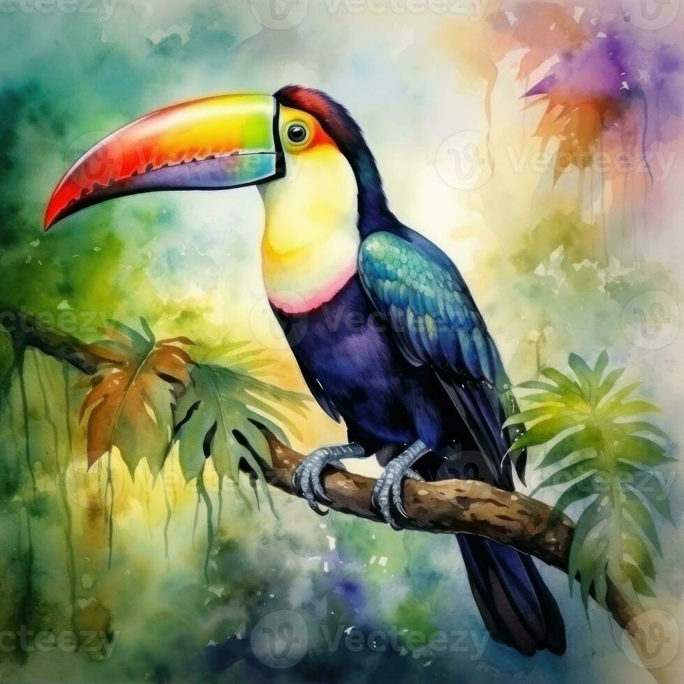 aguarela pintura do tucano pássaro foto