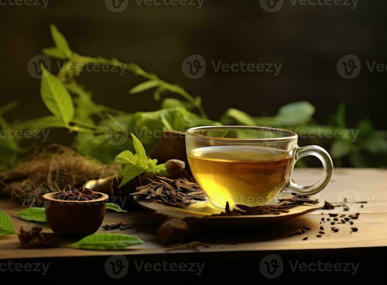 copo do uma quente ervas chá foto