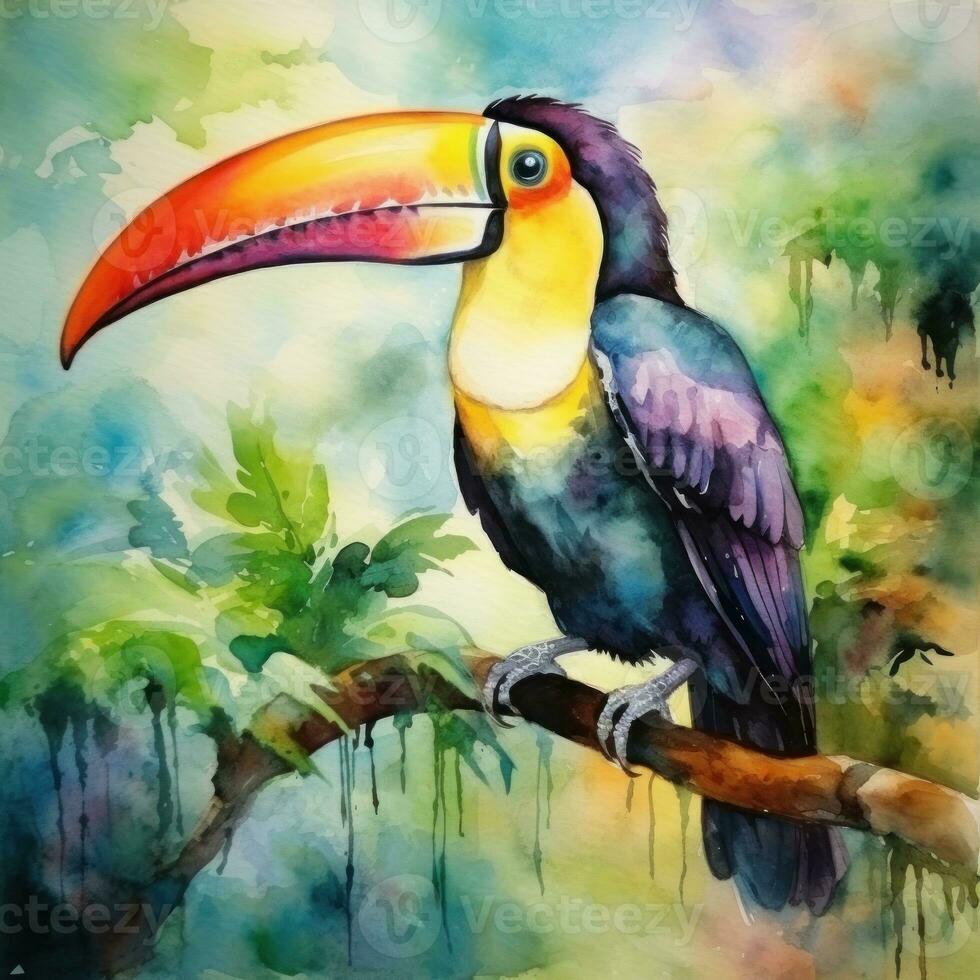 aguarela pintura do tucano pássaro foto