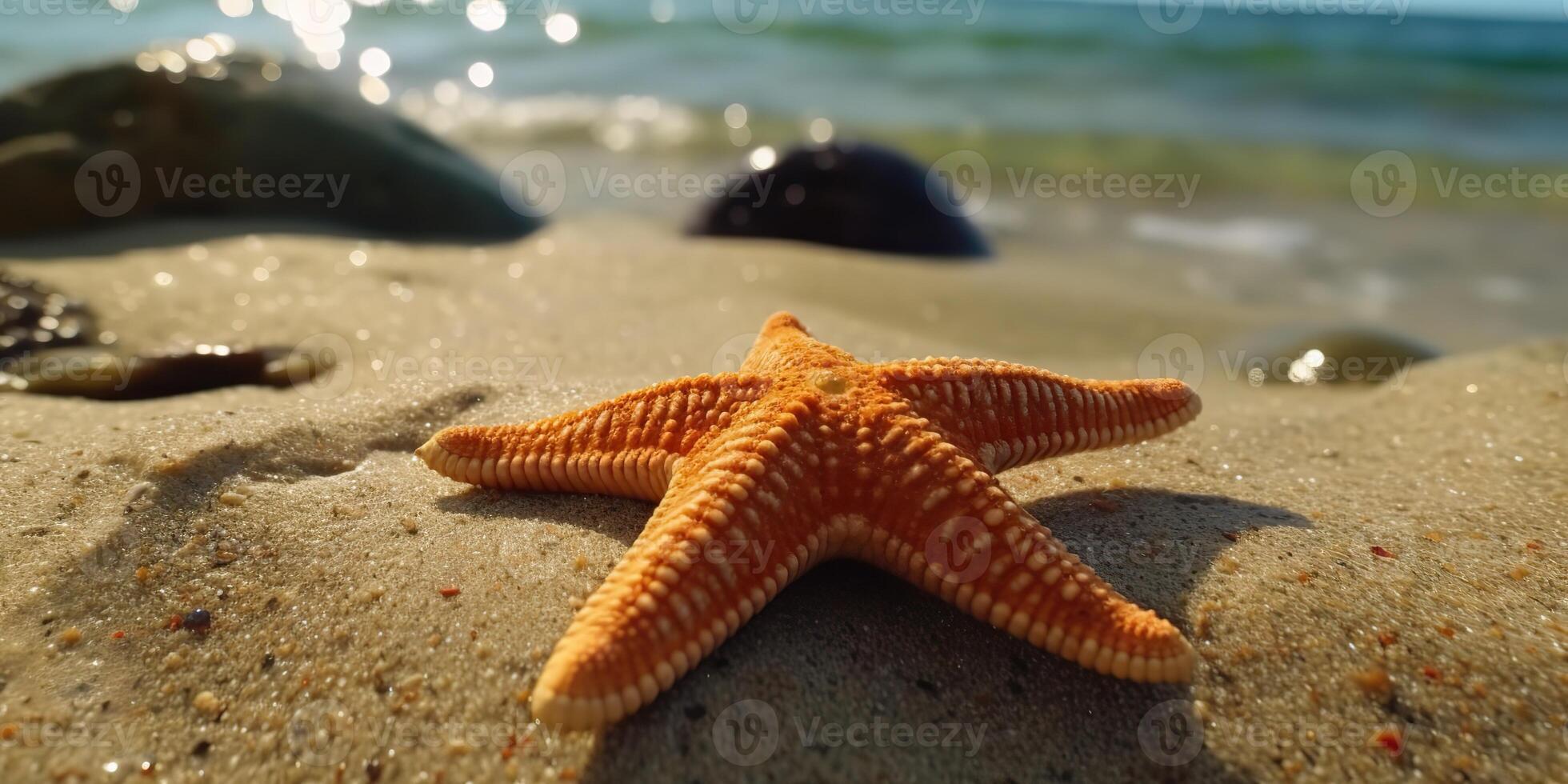 ai gerado. ai generativo. mar marinha náutico marinho estrelas do mar de praia ilha areia oceano período de férias relaxar Sol vibe. gráfico arte foto